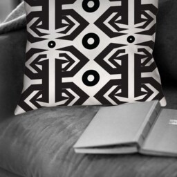 Geometric Throw Pillow Modern Black & White Cushion Cover - thumbnail 2