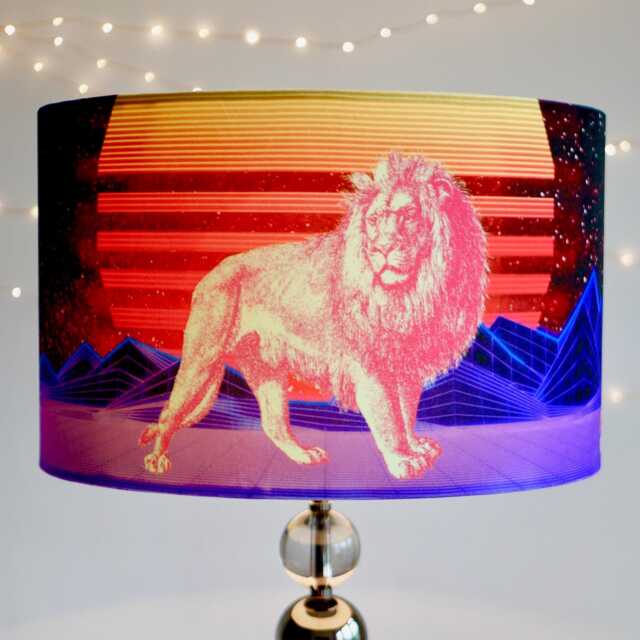 Velvet Lampshade - Neon Crazy Lion 1980S Retro 25cm 30cm 35cm 40cm Diameter Floor Lamp Shade Bedroom Ceiling - image 1