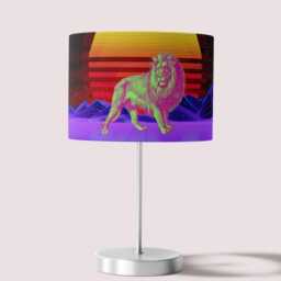Velvet Lampshade - Neon Crazy Lion 1980S Retro 25cm 30cm 35cm 40cm Diameter Floor Lamp Shade Bedroom Ceiling - thumbnail 4