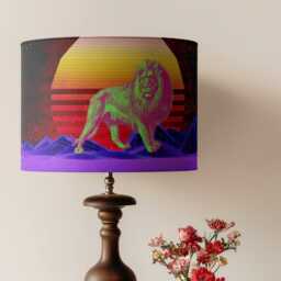 Velvet Lampshade - Neon Crazy Lion 1980S Retro 25cm 30cm 35cm 40cm Diameter Floor Lamp Shade Bedroom Ceiling - thumbnail 3