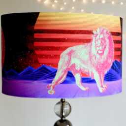 Velvet Lampshade - Neon Crazy Lion 1980S Retro 25cm 30cm 35cm 40cm Diameter Floor Lamp Shade Bedroom Ceiling - thumbnail 2