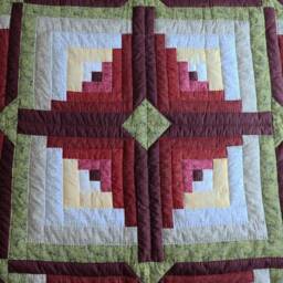 Curved Log Cabin Custom Handmade Quilt, Made To Order Amish Quilt Bedspread, Red Queen California King Size Bedspread - thumbnail 4
