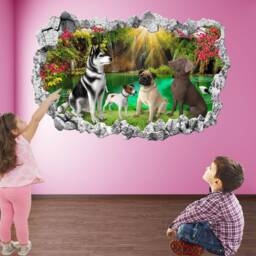 Husky Pug Jack Russell Dog Wall Decal Sticker Mural Poster Print Art Kids Bedroom Home Decor Kr12 - thumbnail 1