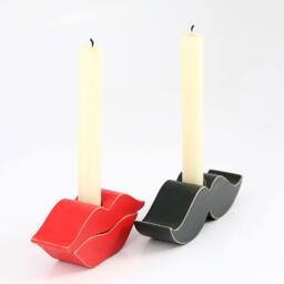 Handmade Wooden Candle Holders Lips & Mustache Set - thumbnail 3