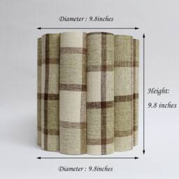 Handmade Khaki Checkered Drum Fabric Lampshade For Seasonal Light-88# - thumbnail 2