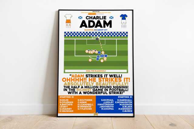 Charlie Adam V Cardiff City Print, Blackpool Football Wall Art, Posters, Fc, Fc Print - image 1