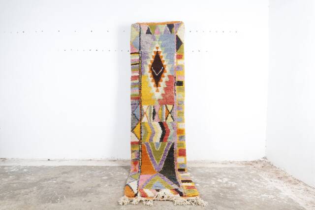 Abstract Colorful Wool Runner Rug Moroccan Berber Hallway Rug - image 1