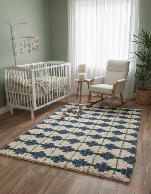 Handmade Wool Rug, Beni Ourain Inspired Geometric Carpet, Bohemian Area Rug - image 1