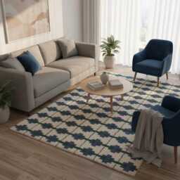 Handmade Wool Rug, Beni Ourain Inspired Geometric Carpet, Bohemian Area Rug - thumbnail 3