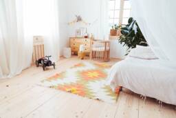 White Green Pink Yellow Aztec Wool Area Rug 6.5Ft ?? 5Ft, Pastel Boho Rug, Olive Pink Yellow Area Pattern Navajo Kilim, Tribal Rug - thumbnail 1