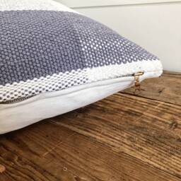 22x22 Gray Buffalo Plaid Pillow Cover - Handwoven Cotton - thumbnail 2