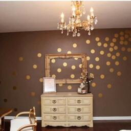 100 Gold Metallic Polka Dot Wall Decals/Wall Stickers, Decoration, Vinyl, Envelope, Car, Office, Home, Nursery Wallpaper, Matte/Gloss - thumbnail 3