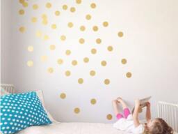 100 Gold Metallic Polka Dot Wall Decals/Wall Stickers, Decoration, Vinyl, Envelope, Car, Office, Home, Nursery Wallpaper, Matte/Gloss - thumbnail 2
