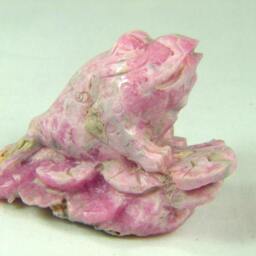 Argentine Natural Rhodochrosite Hand Carved Sculpture Frog 0168P Abe - thumbnail 3