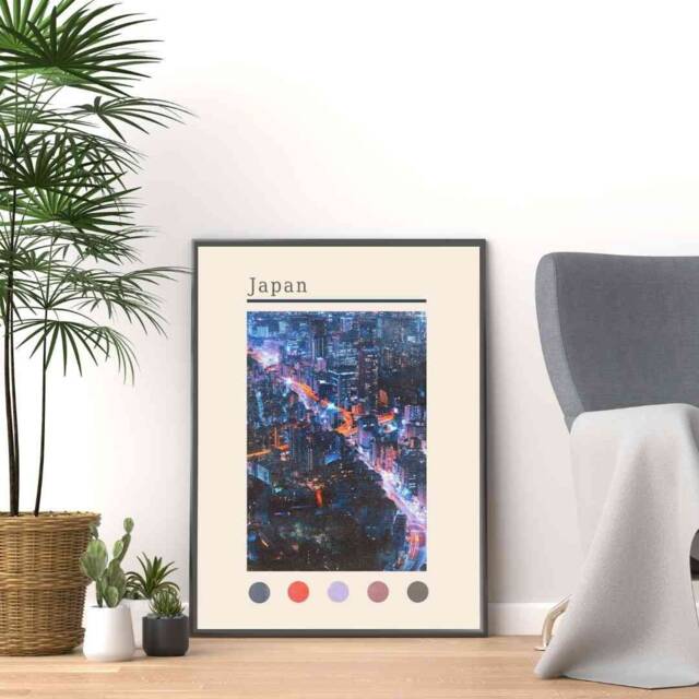 Tokyo City Skyline Print Japan Vintage Travel Poster - image 1