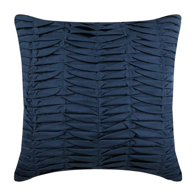 "Designer Pintucks, Textured, Striped Dark Blue Throw Pillow For Bed 24""x24""/26""x26" - image 1