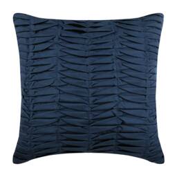 "Designer Pintucks, Textured, Striped Dark Blue Throw Pillow For Bed 24""x24""/26""x26" - thumbnail 1