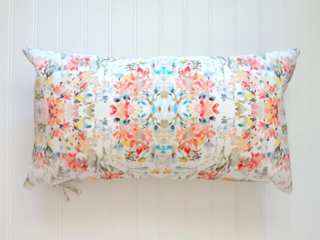 Leslie Lumbar Pillow Cover, Designer Fabric Linen Cotton 12x21, 14x20, 18x18, 20x20, 22x22, 24x24 - image 1