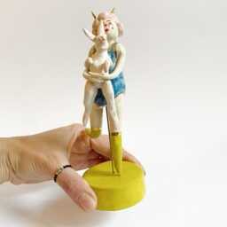 Decorative Female Figurine, Spiritual Witchy Decor, Rabbit Lover Gift, Deities & Demigods, Folklore Devil Girl - thumbnail 2