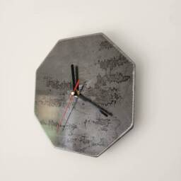 Raw Steel Octo Clock - Industrial Minimalist Metal Timepiece Handmade UK Decor - thumbnail 4