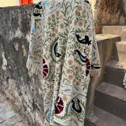 Suzani Printed Cotton Tnt Throw Blanket - Bohemian Decorative Sofa & Bed - thumbnail 3