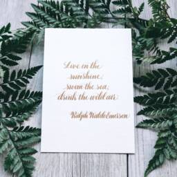 Handwritten Gold Calligraphy Art Print Ralph Waldo Emerson Quote - 5x7 - thumbnail 2