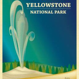 Yellowstone National Park Poster, Art, Wyoming Print, Skyline, Gift - Style E8-O-Yel - thumbnail 2