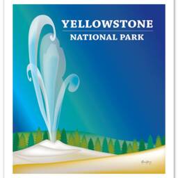 Yellowstone National Park Poster, Art, Wyoming Print, Skyline, Gift - Style E8-O-Yel - thumbnail 3