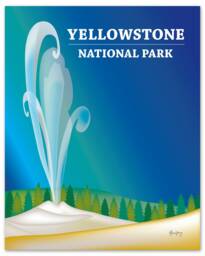 Yellowstone National Park Poster, Art, Wyoming Print, Skyline, Gift - Style E8-O-Yel - thumbnail 1