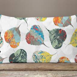 Rectangle Elephant, Floral Leaf Cushion Cover/Elephant Lumbar Pillow Case/Blue, Yellow Elephant Waist Bedding Decor - thumbnail 4