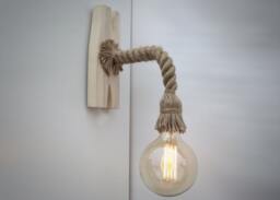Wall Light Made From A Rope & Aged Wood, Wooden Sconce, Rustic Light, Lamp, Lighting Fixture, Edison Living Room, Dining Room - thumbnail 1