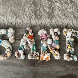 Beach Decor Shell Letters Sand - Seashell Wooden Coastal Home House Wall Colorful - thumbnail 2
