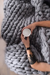 Chunky Knit Merino Wool Blanket Arm Throw, Home Decor - thumbnail 1