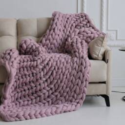 Chunky Knit Merino Wool Blanket Arm Throw, Home Decor - thumbnail 4
