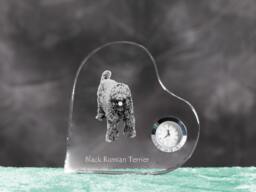 Black Russian Terrier - Crystal Clock in The Shape Of A Heart With Image Pure-Bred Dog - thumbnail 1