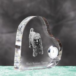 Black Russian Terrier - Crystal Clock in The Shape Of A Heart With Image Pure-Bred Dog - thumbnail 3