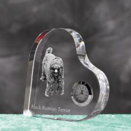 Black Russian Terrier - Crystal Clock in The Shape Of A Heart With Image Pure-Bred Dog - thumbnail 2