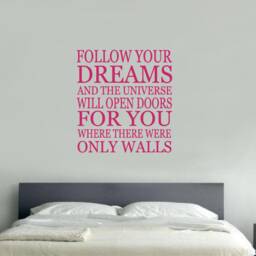 Follow Your Dreams Wall Sticker, Decal, Art, Inspirational Sticker - thumbnail 3