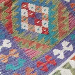 Kilim Rug Multicolour, Handmade Artisan Afghan Turkish Persian Rug, Navajo Moroccan Bohemian Flatweave, Natural Wool Dhurrie 120x76 cm - thumbnail 4