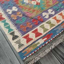 Kilim Rug Multicolour, Handmade Artisan Afghan Turkish Persian Rug, Navajo Moroccan Bohemian Flatweave, Natural Wool Dhurrie 120x76 cm - thumbnail 3