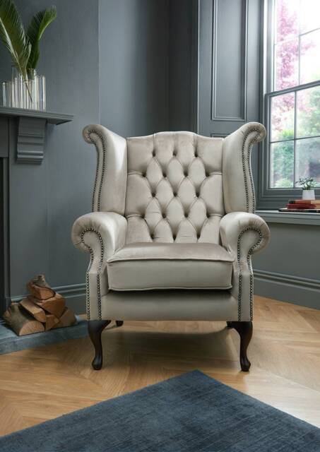 Chesterfield High Back Wing Chair in Velvet - image 1