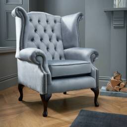 Chesterfield High Back Wing Chair in Velvet - thumbnail 4