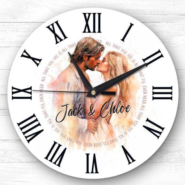 Kissing Couples Valentine's Day Gift Birthday Anniversary Personalised Clock - image 1