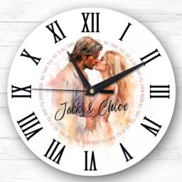 Kissing Couples Valentine's Day Gift Birthday Anniversary Personalised Clock - thumbnail 1