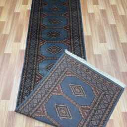 2.3x8 Gray Color Bokhara Rug - Runner Hallway Luxury Bukhara Fine Quality Woolen Afghan - thumbnail 4