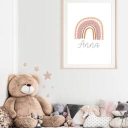 Girls Rainbow Prints, Wall Art, Nursery Bedroom Name Print, Blush Pink - thumbnail 2