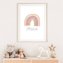 Girls Rainbow Prints, Wall Art, Nursery Bedroom Name Print, Blush Pink - thumbnail 3