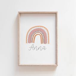Girls Rainbow Prints, Wall Art, Nursery Bedroom Name Print, Blush Pink - thumbnail 1