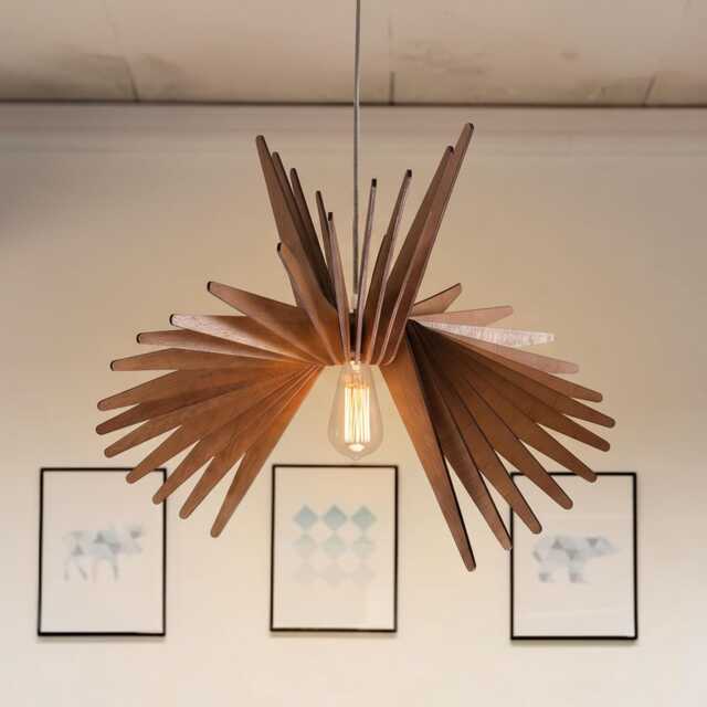 Handmade Wood Chandelier Modern Scandinavian Pendant Lamp - image 1