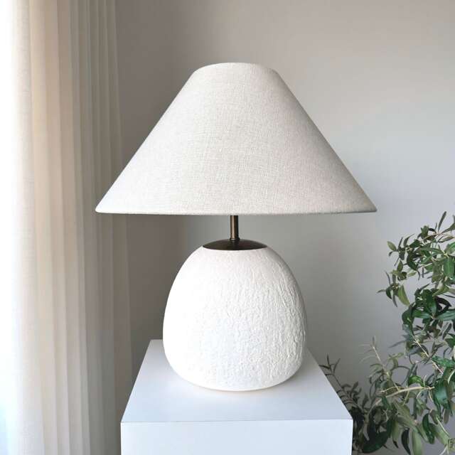 Wabi Sabi Stoneware Earthenware Unglazed Textured Ceramic Table Lamp Lampshade For Entryway Bedroom Living Room To Get Bohemian Nordic Look - image 1